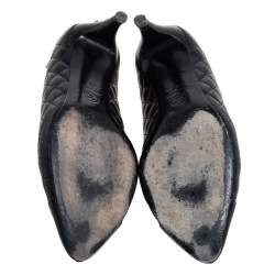 Pre Owned حذاء كعب عالي شانيل جلد أسود مبطن مقاس 39