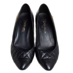 Pre Owned حذاء كعب عالي شانيل جلد أسود مبطن مقاس 39