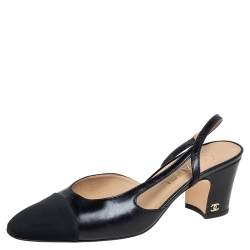 Slingback cloth sandals Chanel Black size 38 EU in Cloth - 36104784