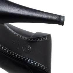 Pre Owned Chanel Black Leather Cap Toe Platform Pumps Size 39