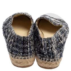 مملوكة مسبقًا حذاء إسبادريل فلات شانيل تويد وجلد رصاصي مقدمة سي سي مقاس 37