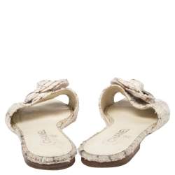 Pre Owned صندل سلايد شانيل فلات كاميليا تويد متعدد الألوان مقاس 41