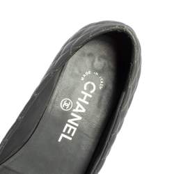 Chanel Grey Quilted Leather CC Cap Toe Ballet Flats Size 36.5