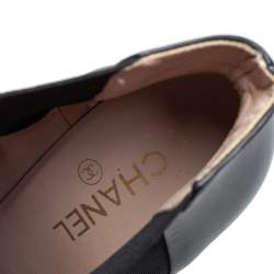 Chanel Black Leather CC Platform Chelsea Boots Size 41