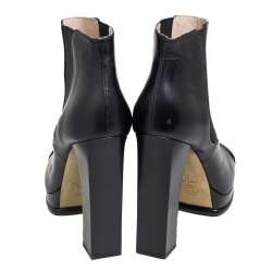 Chanel Black Leather CC Platform Chelsea Boots Size 41