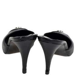 Chanel  Black Leather CC Cap Toe Mule Sandals Size 37