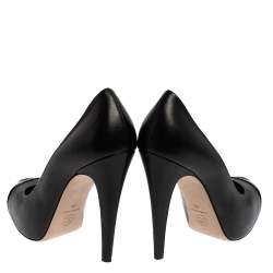 Pre Owned Chanel Black Leather CC Cap Toe Platform Pumps Size 38