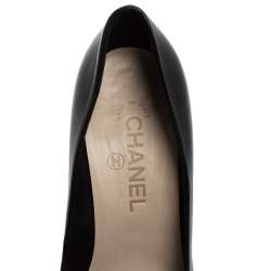 Pre Owned Chanel Black Leather CC Cap Toe Platform Pumps Size 38