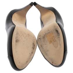 Pre Owned Chanel Black Leather CC Cap Toe Platform Pumps Size 38