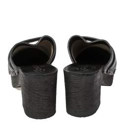 Pre Owned Chanel Black Leather Studded Clog Sandals Size 40