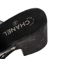 Pre Owned Chanel Black Leather Studded Clog Sandals Size 40