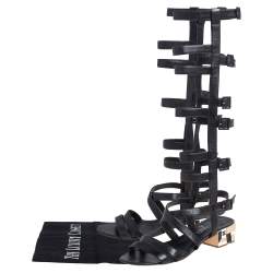 Pre Owned Chanel Black Leather Gladiator Sandals Size 40