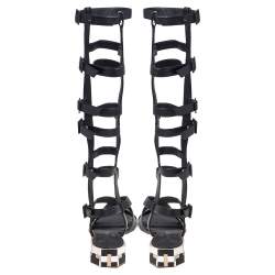 Pre Owned Chanel Black Leather Gladiator Sandals Size 40