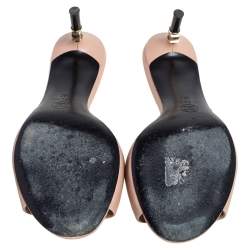 Pre Owned Chanel Beige Leather CC Heel Open Toe Mules Size 38