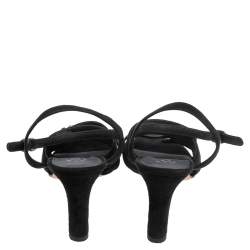 Pre Owned Chanel Black Suede CC  Turnlock Open Toe Sandals Size 36.5