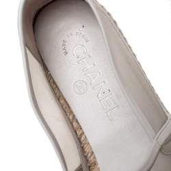 مملوكة مسبقًا Chanel Beige Leather And Net  Espadrille Flats Size 38