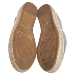 مملوكة مسبقًا Chanel Beige Leather And Net  Espadrille Flats Size 38