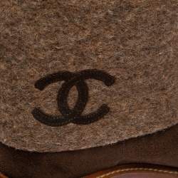 Chanel Brown Suede And Wool CC Mid Calf Boots Size 40