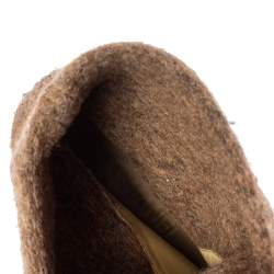 Chanel Brown Suede And Wool CC Mid Calf Boots Size 40