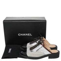 Chanel Multicolor Patent And Leather Lace Up Mule Sandals Size 39