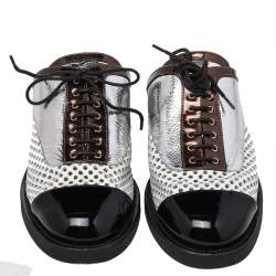 Chanel Multicolor Patent And Leather Lace Up Mule Sandals Size 39