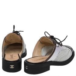 Chanel Multicolor Patent And Leather Lace Up Mule Sandals Size 39