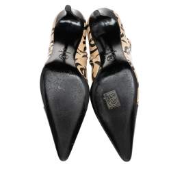 Chanel Beige/Black Leather CC Logo Ankle Boots Size 38