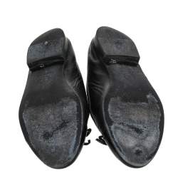 مملوكة مسبقًا Chanel Black Patent And Leather Bow CC Cap Toe Ballet Flats Size 36.5