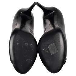 Pre Owned Chanel Black Leather Camellia Peep Toe Pumps Size 39