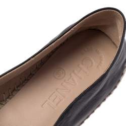 مملوكة مسبقًا Chanel Black Leather CC Espadrille Flats Size 39