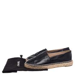 مملوكة مسبقًا Chanel Black Leather CC Espadrille Flats Size 39