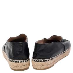 مملوكة مسبقًا Chanel Black Leather CC Espadrille Flats Size 39