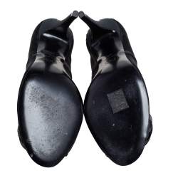 Pre Owned Chanel Black Mesh Camellia Peep Toe Pumps Size 40