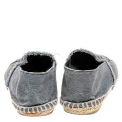Pre Owned Chanel Grey Denim CC Espadrille Flats Size 36