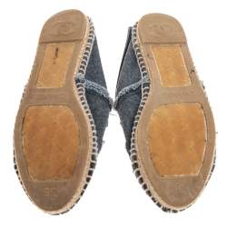 Pre Owned Chanel Grey Denim CC Espadrille Flats Size 36