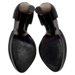 Chanel Black/Gold Python Effect Leather Cap Toe D'orsay Pumps Size 36