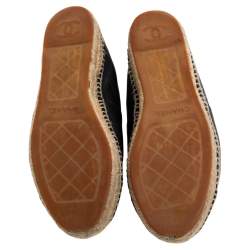 مملوكة مسبقًا Chanel Black Leather CC Espadrille Flats Size 39