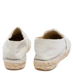 مملوكة مسبقًا Chanel Cream/Black Canvas CC Espadrille Flats Size 40