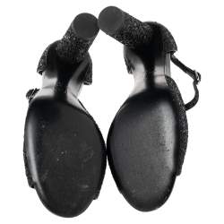 مملوكة مسبقًا صندل شانيل سير كاحل كاميليا غليتر أسود مقاس 38