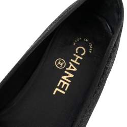 Chanel Black Denim and Coated Canvas CC Cap Toe Bow Ballet Flats Size 39