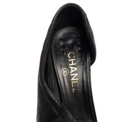 مملوكة مسبقًا Chanel Black Quilted Leather CC Open Toe Pumps Size 38