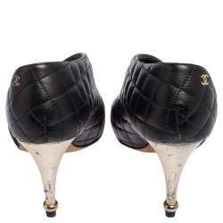 مملوكة مسبقًا Chanel Black Quilted Leather CC Open Toe Pumps Size 38