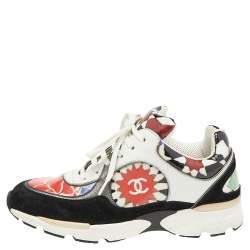 Pre Owned Chanel Multicolor Patent And Leather CC Low Top Sneakers Size 36.5