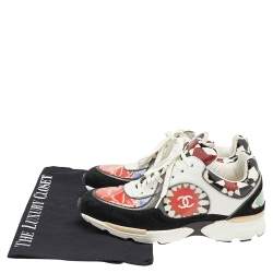 Pre Owned Chanel Multicolor Patent And Leather CC Low Top Sneakers Size 36.5