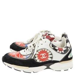 Pre Owned Chanel Multicolor Patent And Leather CC Low Top Sneakers Size 36.5