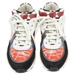 Pre Owned Chanel Multicolor Patent And Leather CC Low Top Sneakers Size 36.5