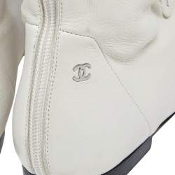 Chanel White Leather Cap Toe Thigh Over Knee High Boots Size 38