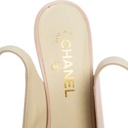 Pre Owned حذاء كعب عالي شانيل جلد بيج سير كاحل مقدمة غطاء كعب منحوت مقاس 41.5 