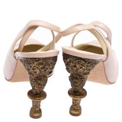 Pre Owned حذاء كعب عالي شانيل جلد بيج سير كاحل مقدمة غطاء كعب منحوت مقاس 41.5 