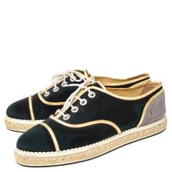 Pre Owned حذاء رياضي إسبادريل شانيل سويدي وقماش ثلاثي اللون رباط علوي مقاس 40.5